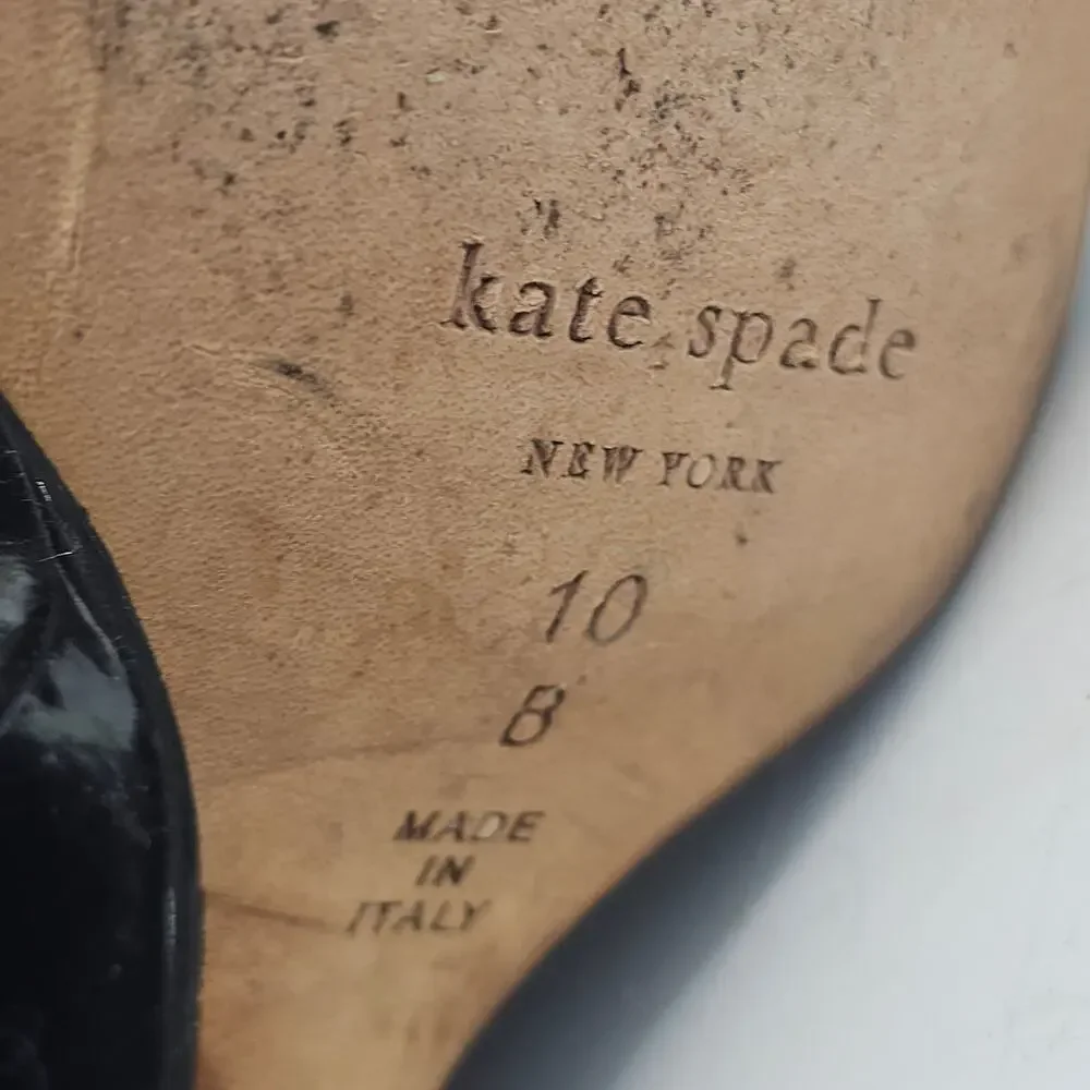 Vintage 90's Kate Spade Metro Piramid Wedge Heel Pumps Black Leather ITALY 10 B